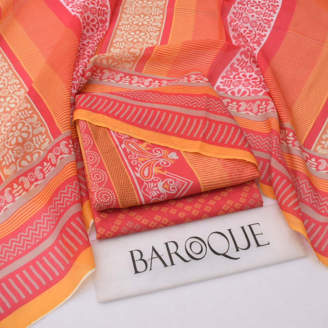 BAROUQE SWISS LAWN 3PC SUIT UNSTITCHED