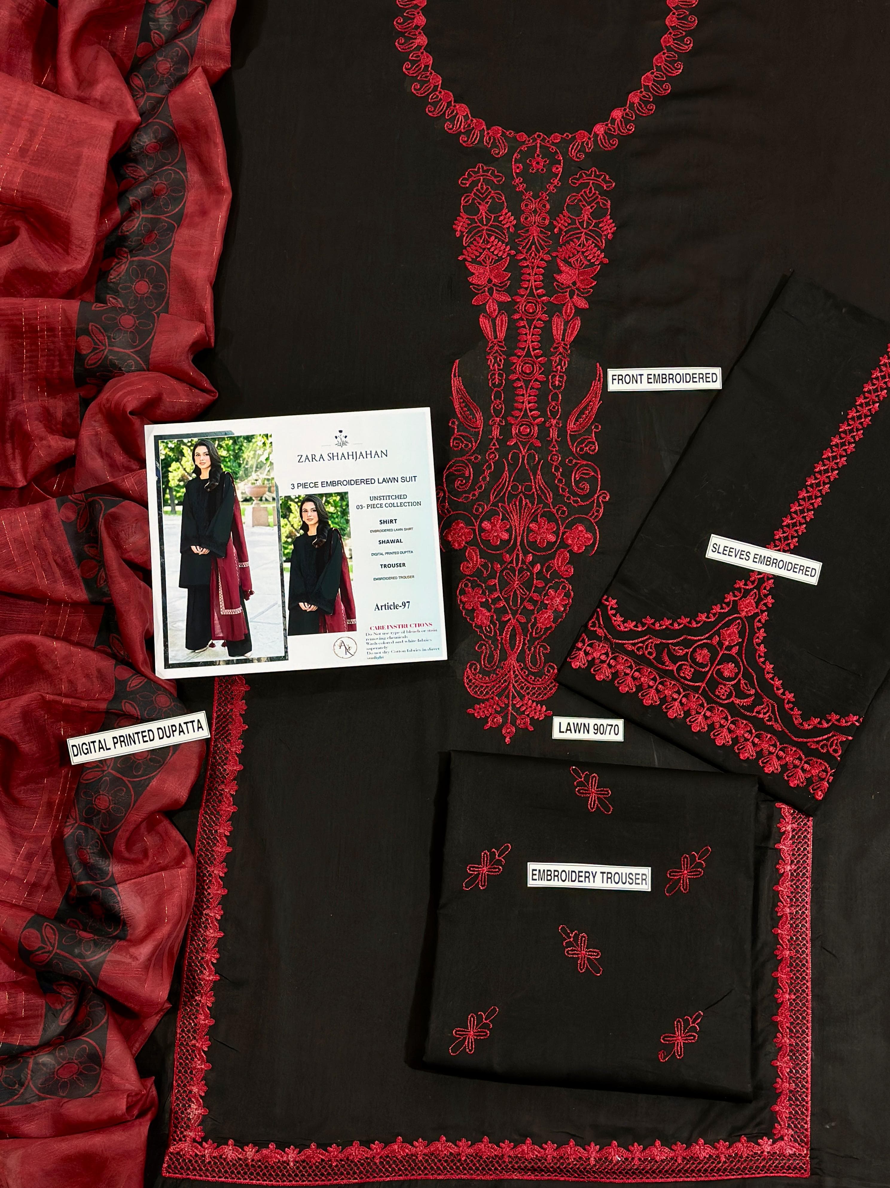 BAROUQE LAWN 3PC SUIT UNSTITCHED