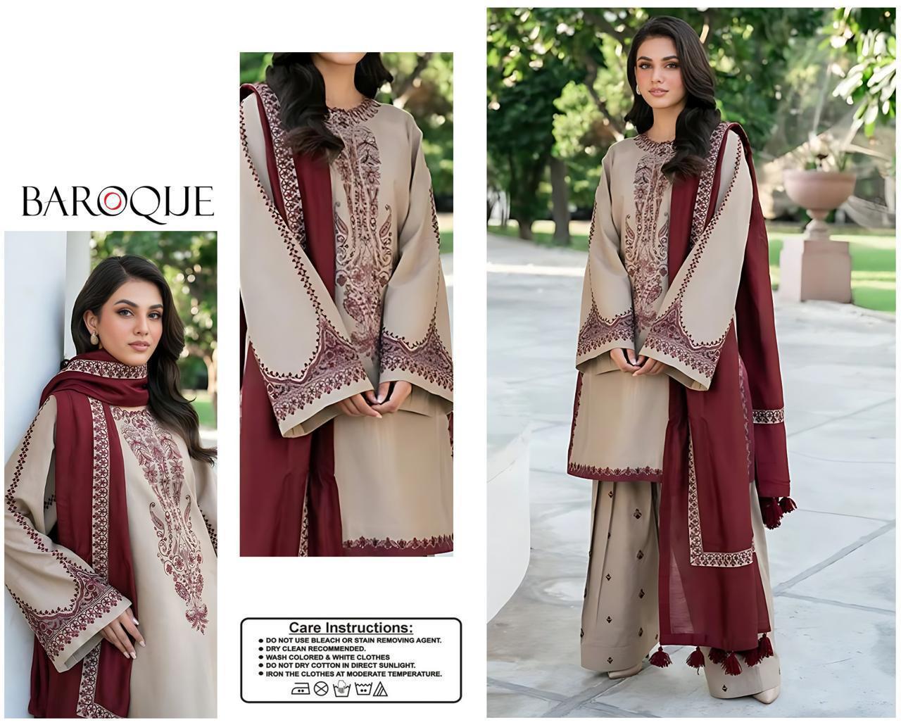 BAROUQE LAWN 3PC SUIT UNSTITCHED